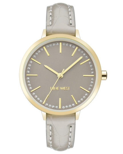 Nine West Gray Leather Dress Watch