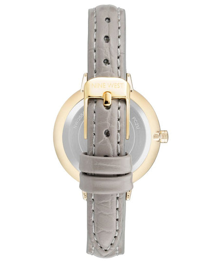 Nine West Gray Leather Dress Watch