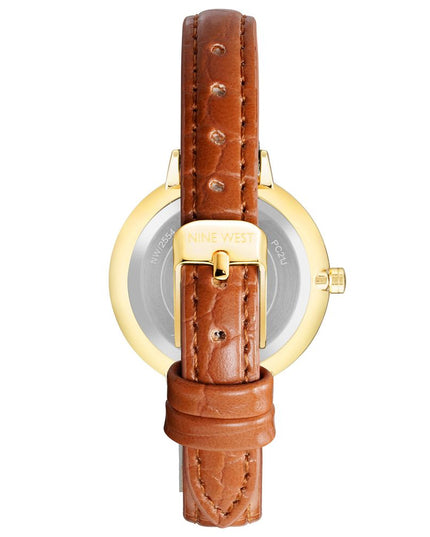 Nine West Brown Leather Dress Watch