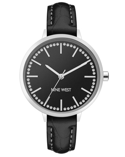Nine West Black Leather Dress Watch