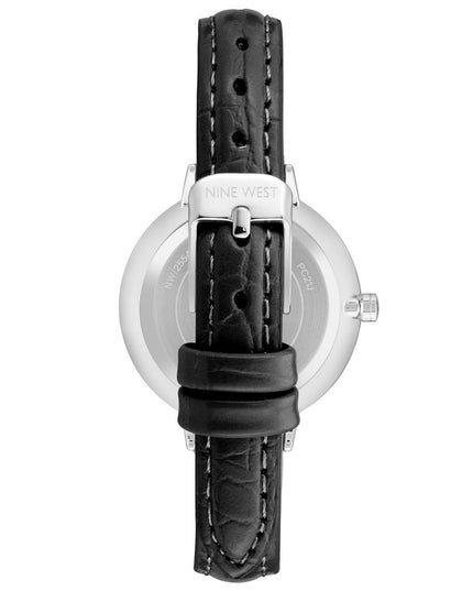 Nine West Black Leather Dress Watch