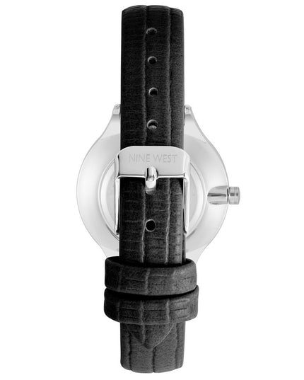 Nine West Black Leather Dress Watch