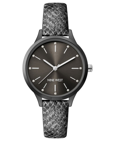 Nine West Black Leather Dress Watch