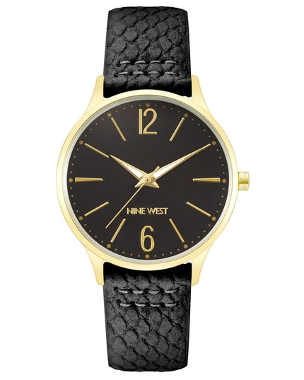 Nine West Black Leather Dress Watch