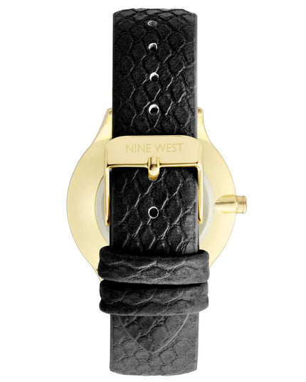 Nine West Black Leather Dress Watch