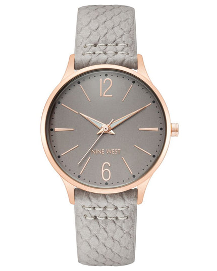 Nine West Gray Leather Dress Watch