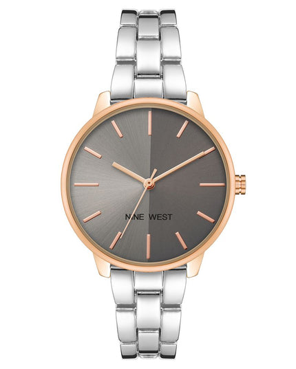 Nine West Gray Metal Dress Watch
