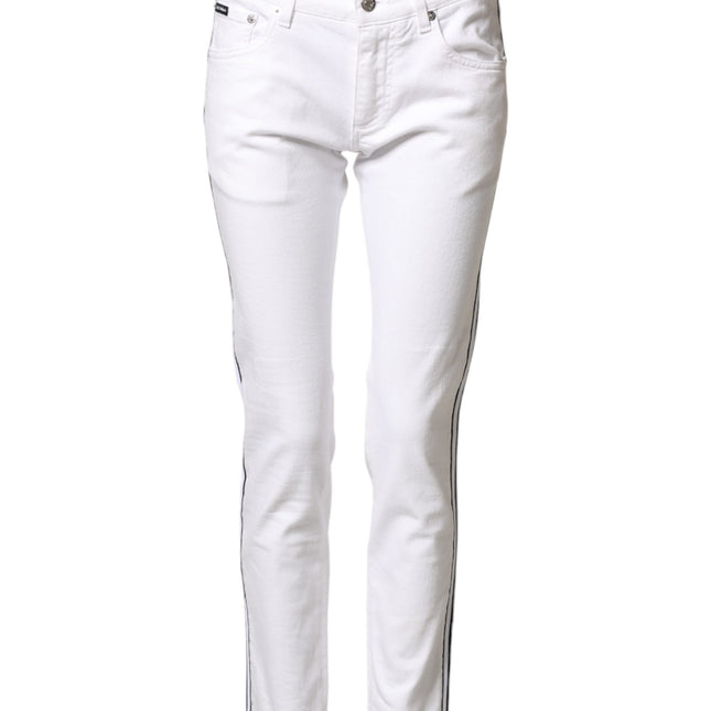 Dolce & Gabbana White Cotton Stretch Skinny Men Denim Jeans