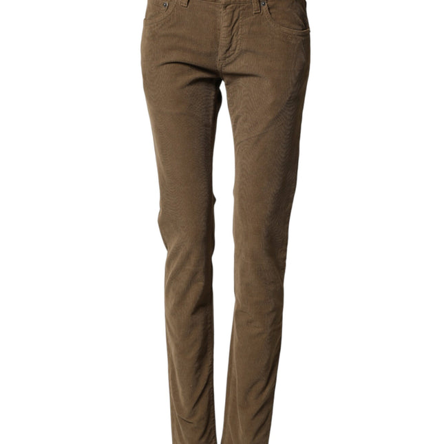 Dolce & Gabbana Brown Cotton Stretch Skinny Men Denim Jeans
