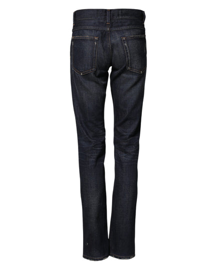Dolce & Gabbana Dark Blue Watch GOLD Men Skinny Denim Jeans