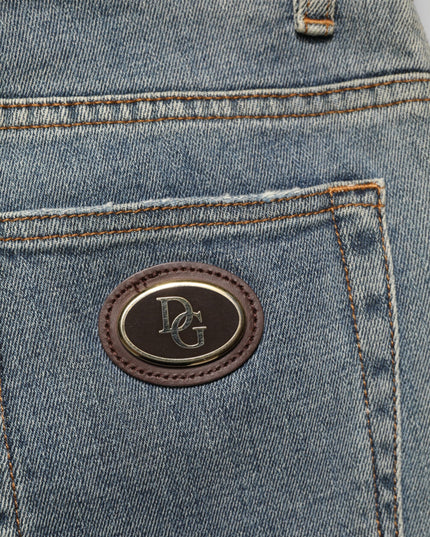 Dolce & Gabbana Blue Two Tone Cotton Men Skinny Denim Jeans