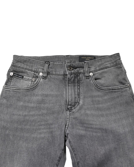 Dolce & Gabbana Gray Cotton Mid Waist Skinny Denim Jeans