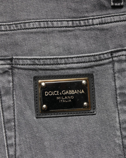 Dolce & Gabbana Gray Cotton Mid Waist Skinny Denim Jeans