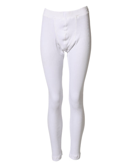 Dolce & Gabbana White Cotton Mid Waist Tights Leggings Pants