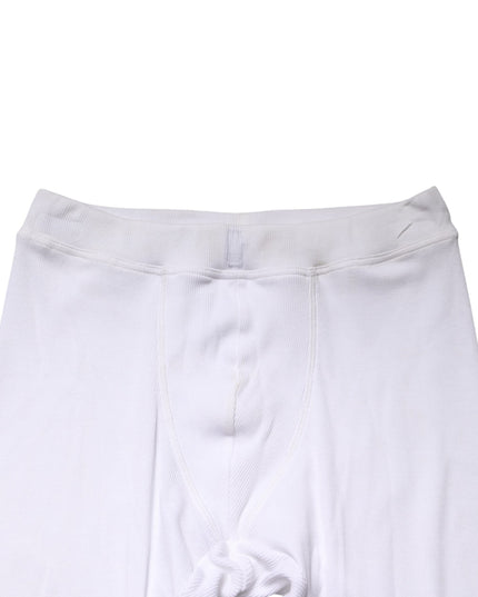 Dolce & Gabbana White Cotton Mid Waist Tights Leggings Pants