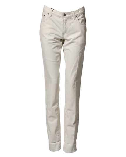 Dolce & Gabbana White Cotton Skinny Denim Trouser Men Jeans