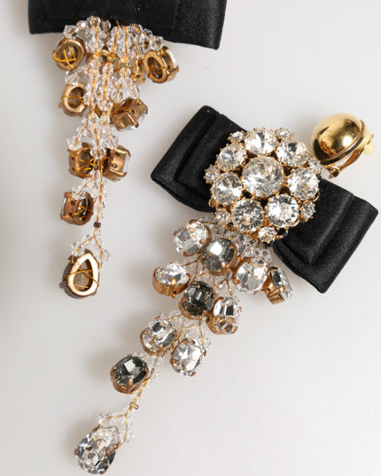Dolce & Gabbana Crystal Chandelier Satin Bow Clip-On Jewelry Earrings