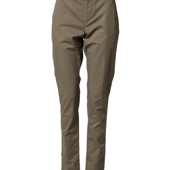Dondup Beige Cotton Stretch Straight Chino Men Trouser Pants