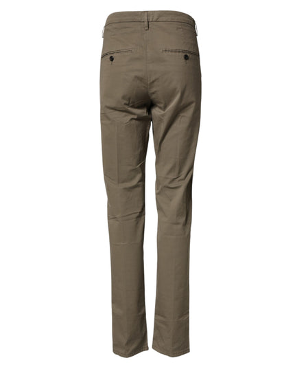 Dondup Beige Cotton Stretch Straight Chino Men Trouser Pants
