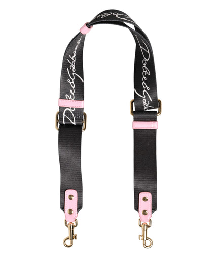 Dolce & Gabbana Strap Black Pink Canvas Heart Logo Bag Accessory Shoulder