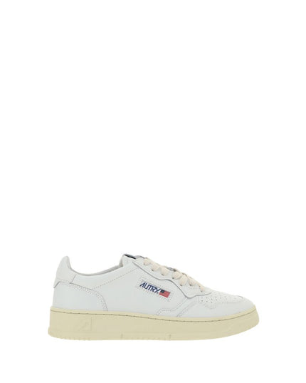 Autry White Calf Leather Bos Taurus Low Top Sneakers