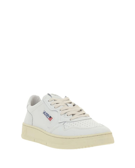 Autry White Calf Leather Bos Taurus Low Top Sneakers