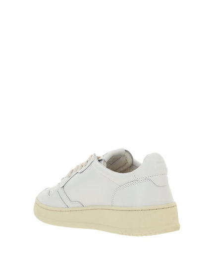 Autry White Calf Leather Bos Taurus Low Top Sneakers