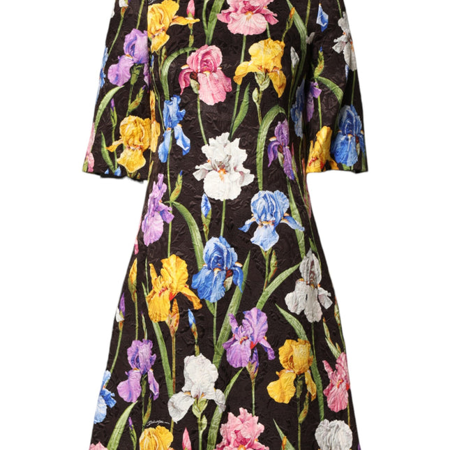 Dolce & Gabbana Black Floral Brocade A-line Mini Dress
