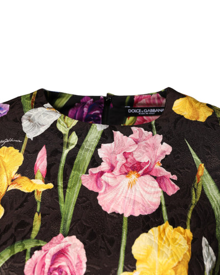 Dolce & Gabbana Black Floral Brocade A-line Mini Dress