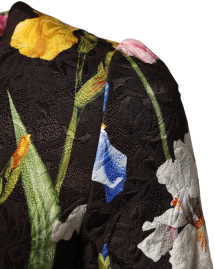 Dolce & Gabbana Black Floral Brocade A-line Mini Dress