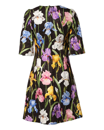 Dolce & Gabbana Black Floral Brocade A-line Mini Dress