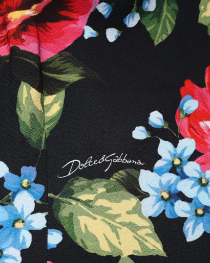 Dolce & Gabbana Black Floral Print Viscose Sheath Midi Dress