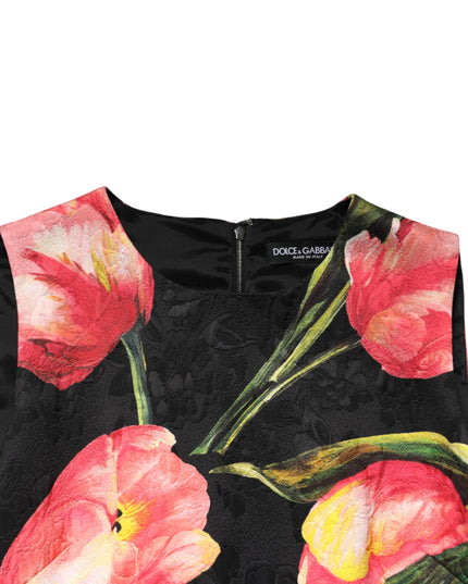 Dolce & Gabbana Black Floral Print Viscose A-line Mini  Dress