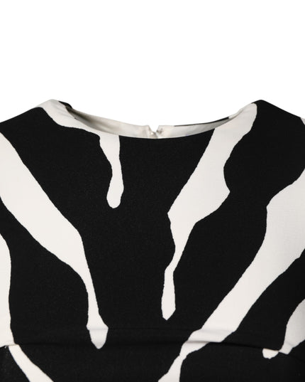 Dolce & Gabbana Black White Zebra Viscose Sheath Midi Dress