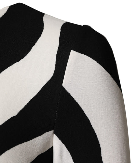 Dolce & Gabbana Black White Zebra Viscose Sheath Midi Dress
