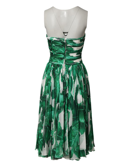 Dolce & Gabbana Green Pineapple Embellished BananaLeaf Dress