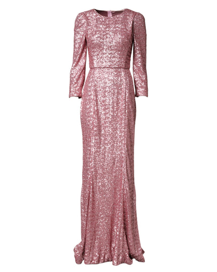Dolce & Gabbana Pink Sequinned Mermaid Long Gown Dress