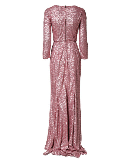 Dolce & Gabbana Pink Sequinned Mermaid Long Gown Dress