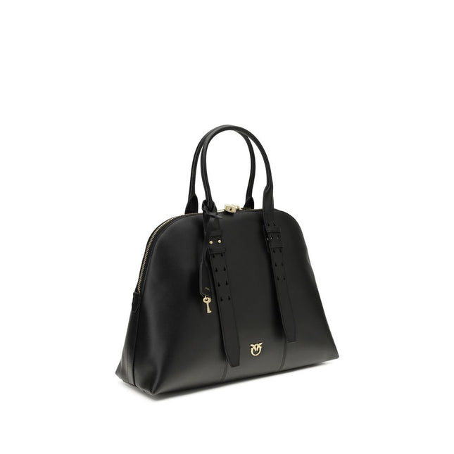 PINKO Black Calf Leather Bos Taurus Shoulder Bag