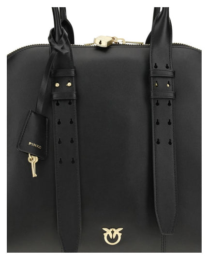 PINKO Black Calf Leather Bos Taurus Shoulder Bag