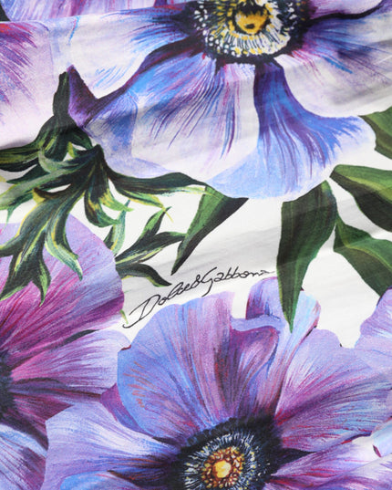 Dolce & Gabbana Purple Anemone Print Pleated Midi Dress