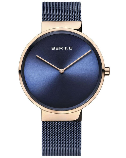BERING Navy Blue Stainless Steel Dress Watch