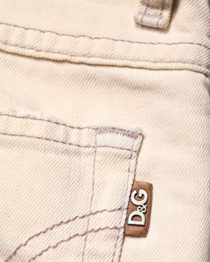 Dolce & Gabbana Beige Low Waist Cotton Slim Fit Denim Trousers Jeans