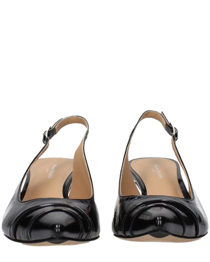 Maison Margiela Black Leather Mid Heel Pumps