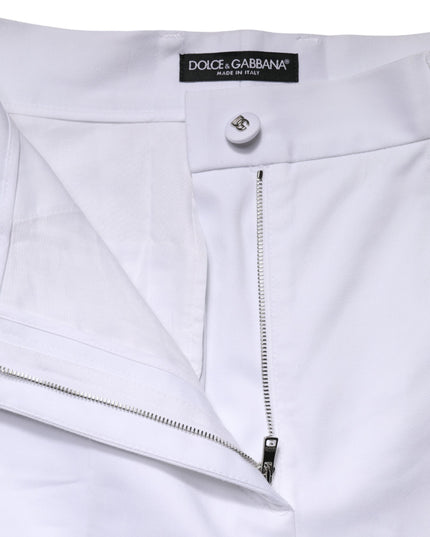 Dolce & Gabbana White Cotton High Waist WideLeg Cropped Pants