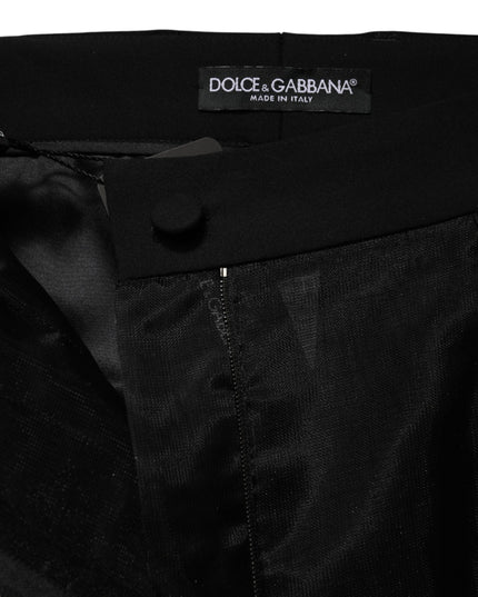 Dolce & Gabbana Black High Waist Tulle Wool Trouser Pants