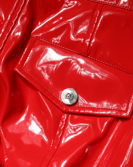 Dolce & Gabbana Red Glossy Polyester Cargo Boot Cut Pants