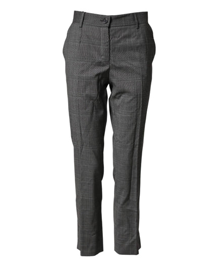 Dolce & Gabbana Dark Gray Check Tartan VirginWool Dress Pants