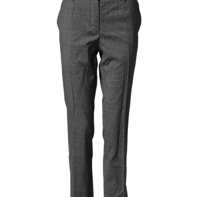 Dolce & Gabbana Dark Gray Check Tartan VirginWool Dress Pants