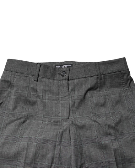 Dolce & Gabbana Dark Gray Check Tartan VirginWool Dress Pants